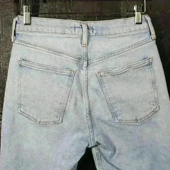 AGOLDE Merrel Straight Midwash Light Blue Raw Hem Jeans Women 25 - Picture 6 of 12